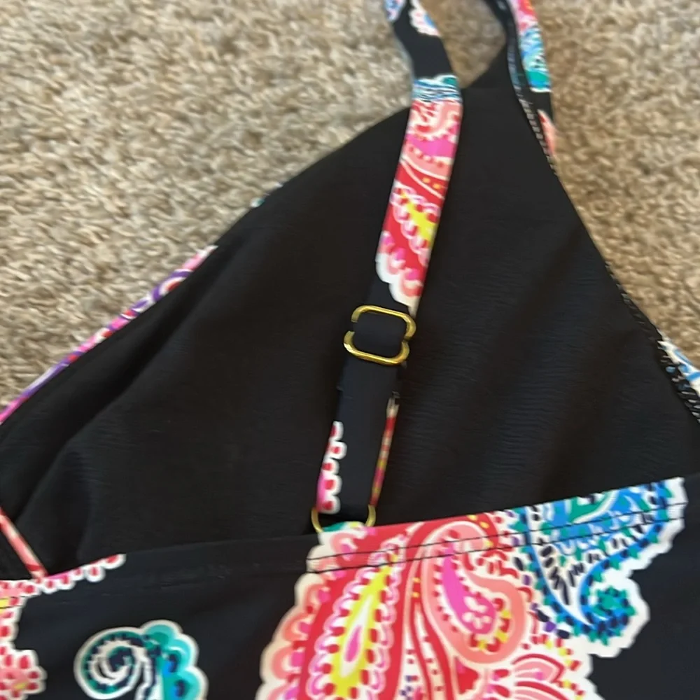 NWT $59 Leilani Poolside Paisley Kauai One Piece Swimsuit 12 Black Colorful New‎